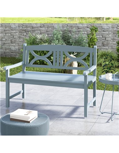 Outsunny 2-Seater Wooden Garden Bench Outdoor Patio Loveseat for Porch, Grey
