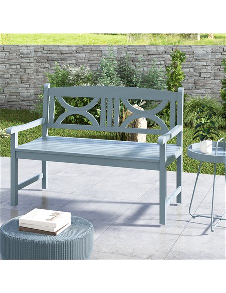 Outsunny 2-Seater Wooden Garden Bench Outdoor Patio Loveseat for Porch, Grey - pic 153572 | FastDaddyshop