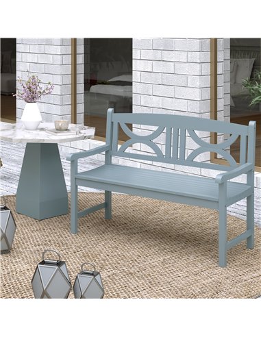Outsunny 2-Seater Wooden Garden Bench Outdoor Patio Loveseat for Porch, Grey