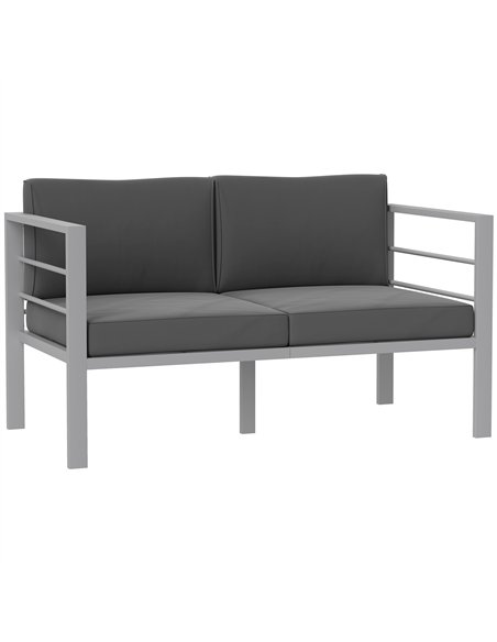 Outsunny Two-Seater Aluminium Garden Sofa - Grey - pic 153574 | FastDaddyshop