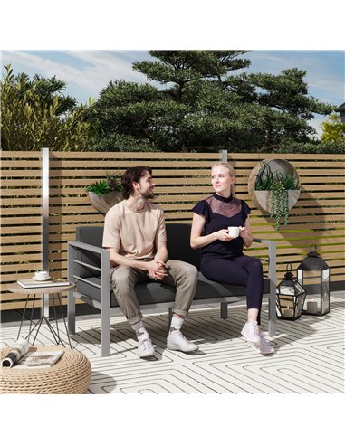 Outsunny Two-Seater Aluminium Garden Sofa - Grey
