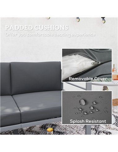 Outsunny Two-Seater Aluminium Garden Sofa - Grey