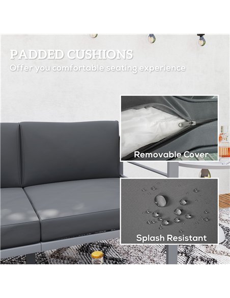 Outsunny Two-Seater Aluminium Garden Sofa - Grey - pic 153577 | FastDaddyshop