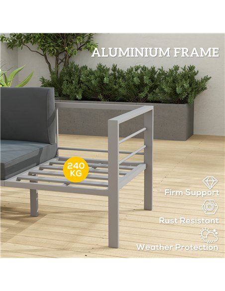 Outsunny Two-Seater Aluminium Garden Sofa - Grey - pic 153578 | FastDaddyshop