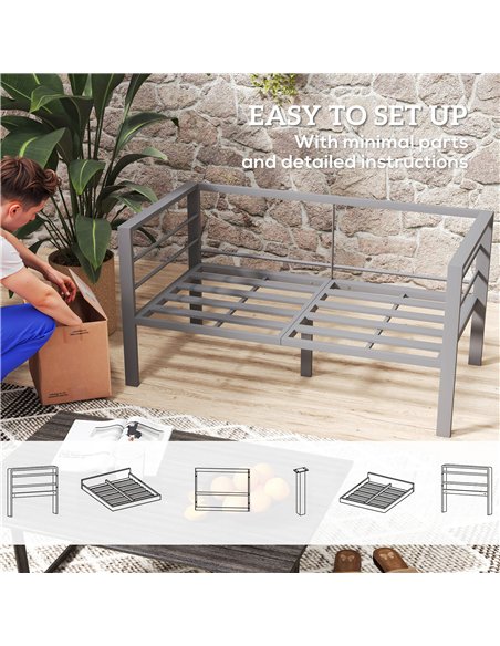 Outsunny Two-Seater Aluminium Garden Sofa - Grey - pic 153579 | FastDaddyshop