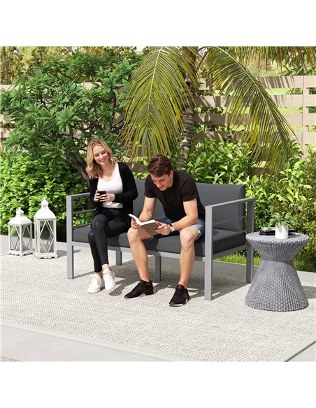 Outsunny Two-Seater Aluminium Garden Sofa - Grey - pic 153580 | FastDaddyshop
