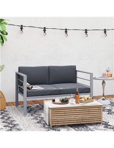Outsunny Two-Seater Aluminium Garden Sofa - Grey