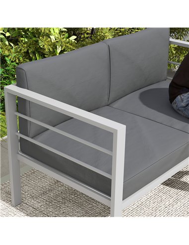 Outsunny Two-Seater Aluminium Garden Sofa - Grey