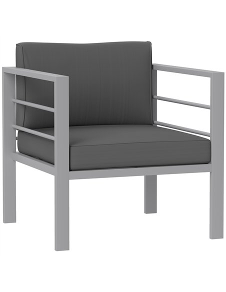 Outsunny Garden Sofa, All-Weather Garden Single Sofa with Removable Cushions, Metal Frame Outdoor Furniture for Balcony, Charcoa - pic 153583 | FastDaddyshop