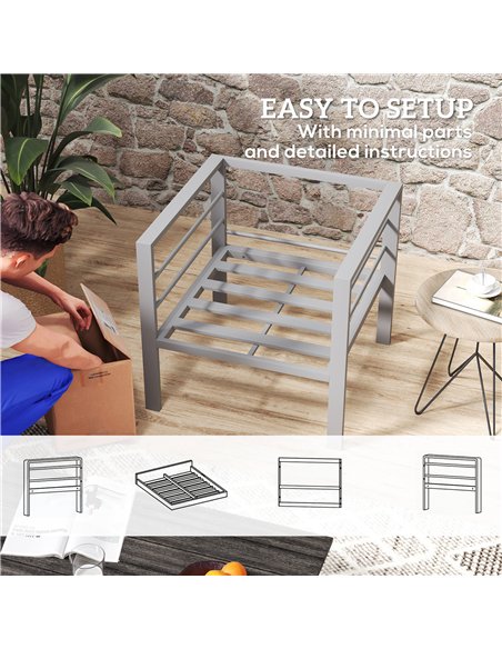 Outsunny Garden Sofa, All-Weather Garden Single Sofa with Removable Cushions, Metal Frame Outdoor Furniture for Balcony, Charcoa - pic 153588 | FastDaddyshop