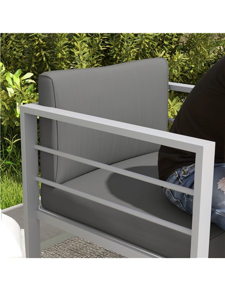 Outsunny Garden Sofa, All-Weather Garden Single Sofa with Removable Cushions, Metal Frame Outdoor Furniture for Balcony, Charcoa - pic 153591 | FastDaddyshop