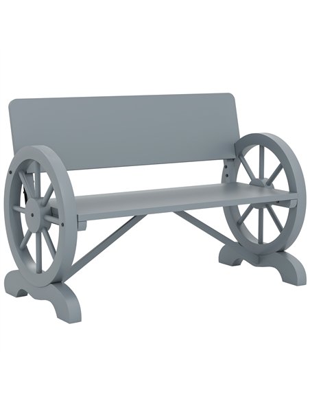Outsunny Fir Wood 2-Seater Outdoor Garden Wagon Wheel Bench, Grey - pic 153601 | FastDaddyshop