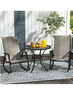 Outsunny Garden Rocking Chairs Set of 2, Ergonomic Outdoor Rocking Chairs with Armrests, High Backrest, Steel Frame Relaxing Roc 2