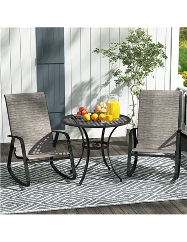 Outsunny Garden Rocking Chairs Set of 2, Ergonomic Outdoor Rocking Chairs with Armrests, High Backrest, Steel Frame Relaxing Roc