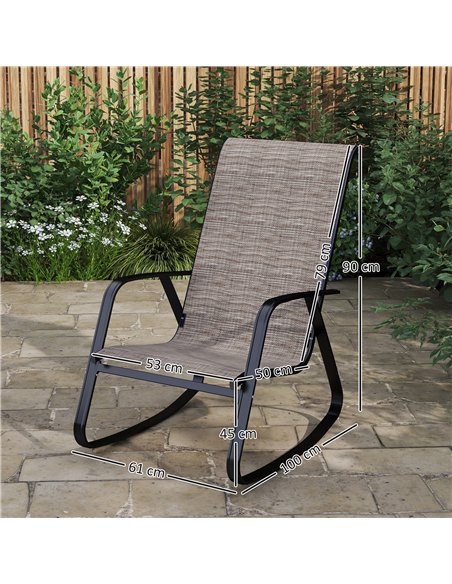 Outsunny Garden Rocking Chairs Set of 2, Ergonomic Outdoor Rocking Chairs with Armrests, High Backrest, Steel Frame Relaxing Roc - pic 153621 | FastDaddyshop