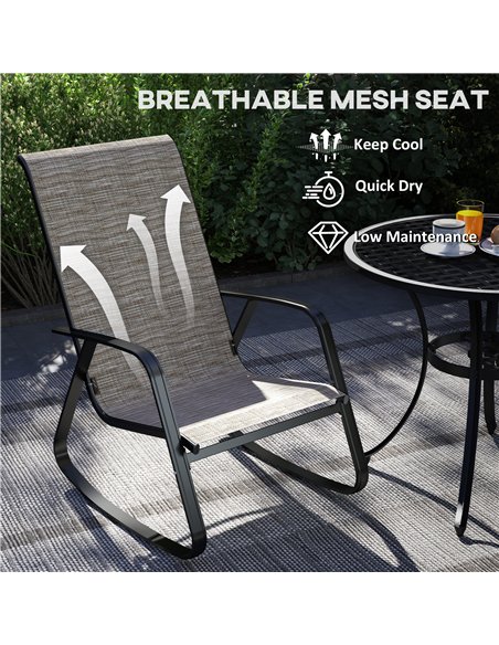 Outsunny Garden Rocking Chairs Set of 2, Ergonomic Outdoor Rocking Chairs with Armrests, High Backrest, Steel Frame Relaxing Roc - pic 153624 | FastDaddyshop
