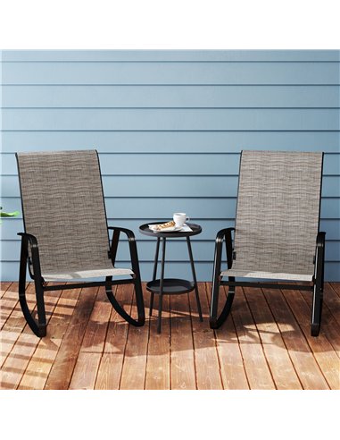 Outsunny Garden Rocking Chairs Set of 2, Ergonomic Outdoor Rocking Chairs with Armrests, High Backrest, Steel Frame Relaxing Roc