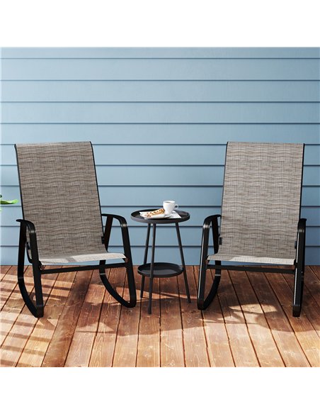 Outsunny Garden Rocking Chairs Set of 2, Ergonomic Outdoor Rocking Chairs with Armrests, High Backrest, Steel Frame Relaxing Roc - pic 153626 | FastDaddyshop