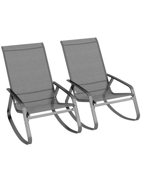 Outsunny Set of Two Rocking Garden Chairs - Grey - pic 153628 | FastDaddyshop