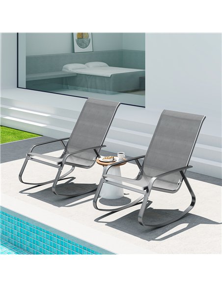 Outsunny Set of Two Rocking Garden Chairs - Grey - pic 153629 | FastDaddyshop