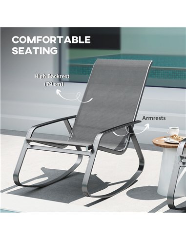 Outsunny Set of Two Rocking Garden Chairs - Grey