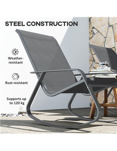 Outsunny Set of Two Rocking Garden Chairs - Grey
