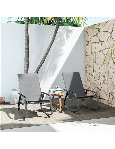 Outsunny Set of Two Rocking Garden Chairs - Grey - pic 153635 | FastDaddyshop