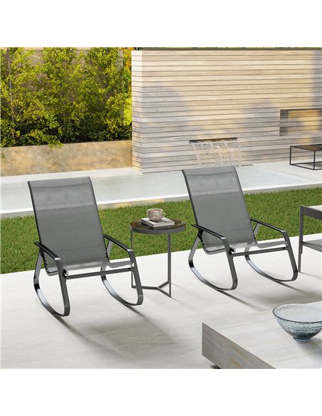 Outsunny Set of Two Rocking Garden Chairs - Grey - pic 153636 | FastDaddyshop