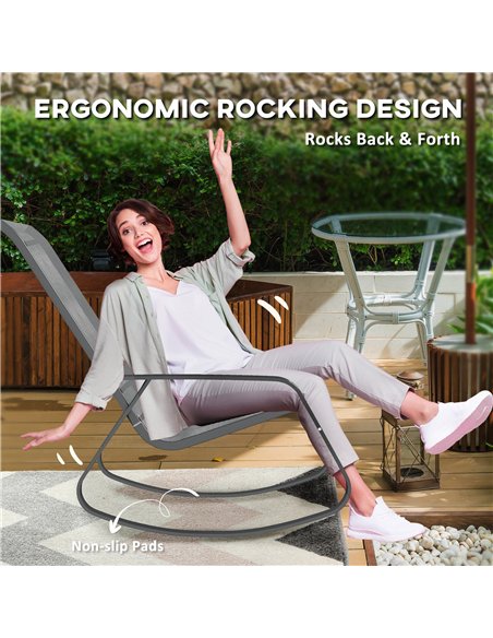 Outsunny Rocking Garden Chair - Grey - pic 153640 | FastDaddyshop