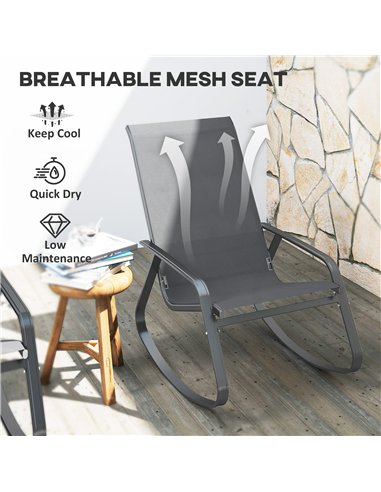 Outsunny Rocking Garden Chair - Grey