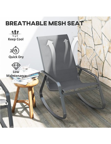 Outsunny Rocking Garden Chair - Grey - pic 153642 | FastDaddyshop