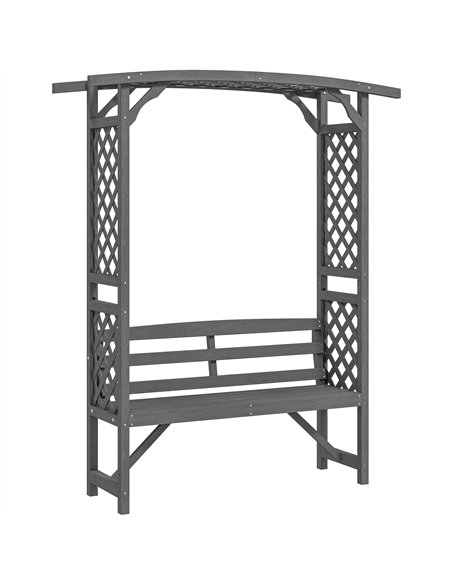 Outsunny Garden Bench, Wooden Garden Arbour with Seat for Vines/Climbing Plants, Grey - pic 153646 | FastDaddyshop