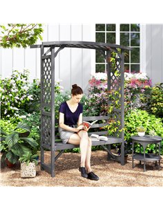 Outsunny Garden Bench, Wooden Garden Arbour with Seat for Vines/Climbing Plants, Grey 2