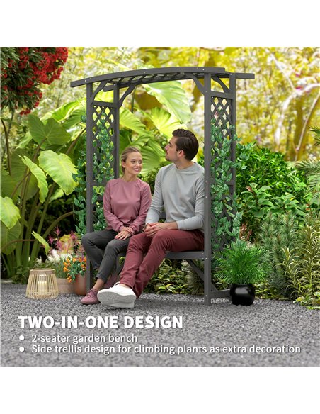 Outsunny Garden Bench, Wooden Garden Arbour with Seat for Vines/Climbing Plants, Grey - pic 153649 | FastDaddyshop