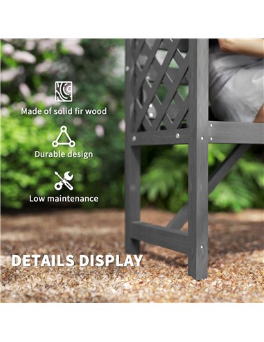 Outsunny Garden Bench, Wooden Garden Arbour with Seat for Vines/Climbing Plants, Grey
