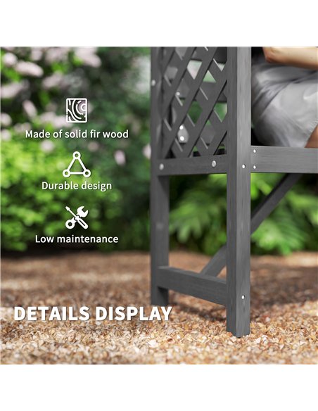 Outsunny Garden Bench, Wooden Garden Arbour with Seat for Vines/Climbing Plants, Grey - pic 153650 | FastDaddyshop