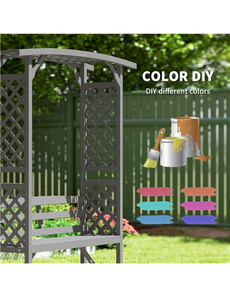 Outsunny Garden Bench, Wooden Garden Arbour with Seat for Vines/Climbing Plants, Grey - pic 153651 | FastDaddyshop