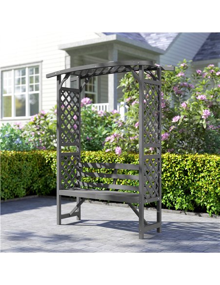 Outsunny Garden Bench, Wooden Garden Arbour with Seat for Vines/Climbing Plants, Grey - pic 153652 | FastDaddyshop