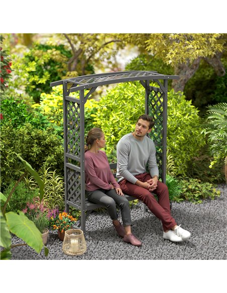 Outsunny Garden Bench, Wooden Garden Arbour with Seat for Vines/Climbing Plants, Grey - pic 153653 | FastDaddyshop