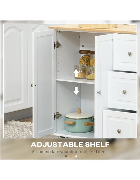 HOMCOM Kitchen Island with Drop Leaf, Rolling Kitchen Storage Trolley on Wheels with 3 Drawers, Spice Rack and Towel Rack, Stora - pic 153660 | FastDaddyshop