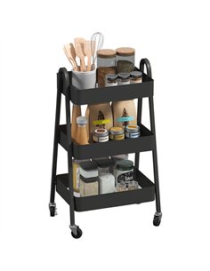 HOMCOM Three-Tier Storage Trolley - Black