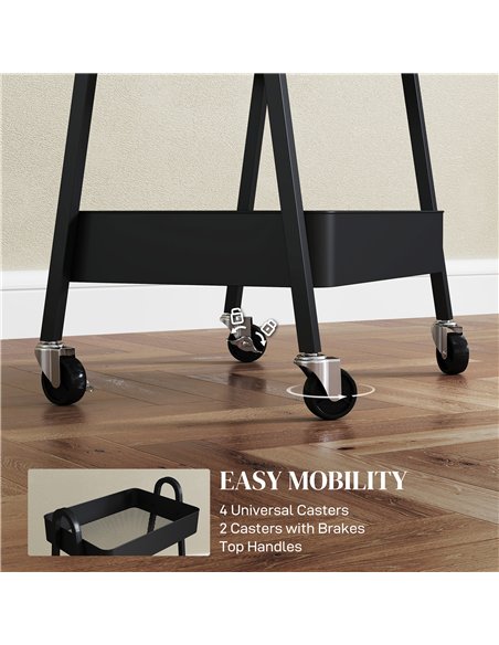 HOMCOM Three-Tier Storage Trolley - Black - pic 153668 | FastDaddyshop