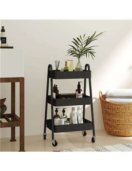 HOMCOM Three-Tier Storage Trolley - Black - pic 153672 | FastDaddyshop