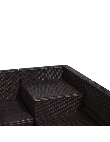 Outsunny 6-Seater Rattan Sofa Furniture Set with Cushions, Steel Frame, Brown