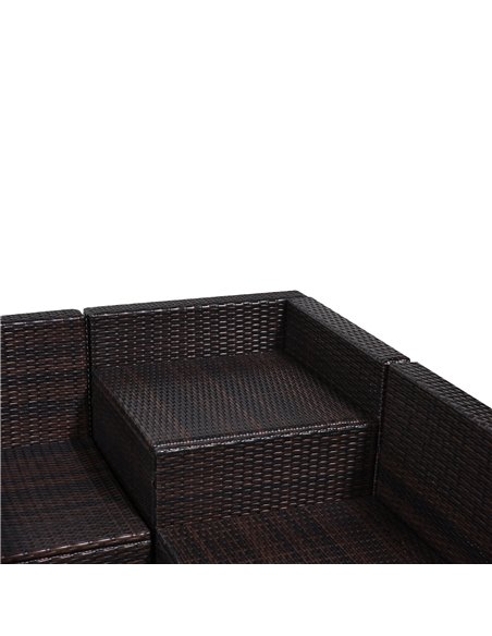 Outsunny 6-Seater Rattan Sofa Furniture Set with Cushions, Steel Frame, Brown - pic 15368 | FastDaddyshop
