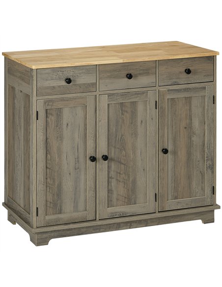 HOMCOM Modern Sideboard with Rubberwood Top, Buffet Cabinet with Storage Cabinets, Drawers and Adjustable Shelves for Dining Roo - pic 153682 | FastDaddyshop