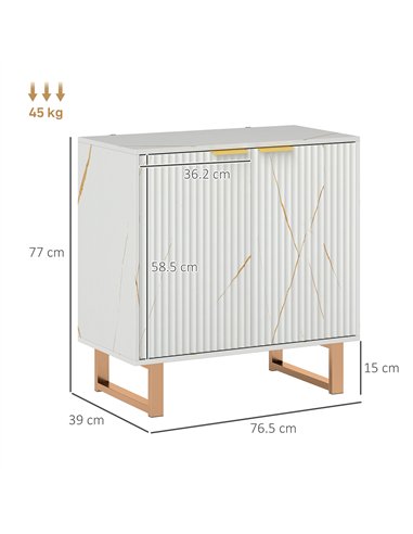 HOMCOM Elegant Storage Sideboard - White/Gold-Tone