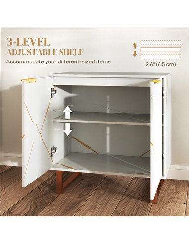 HOMCOM Elegant Storage Sideboard - White/Gold-Tone