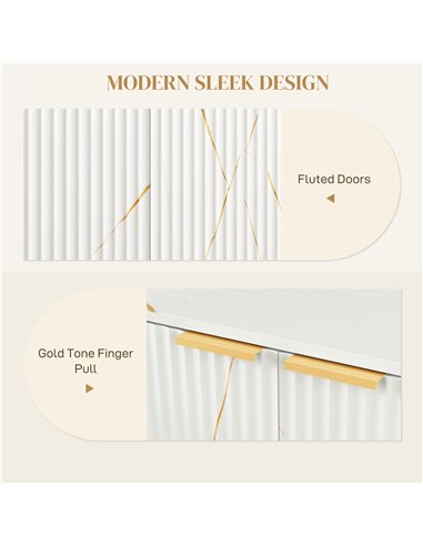 HOMCOM Elegant Storage Sideboard - White/Gold-Tone
