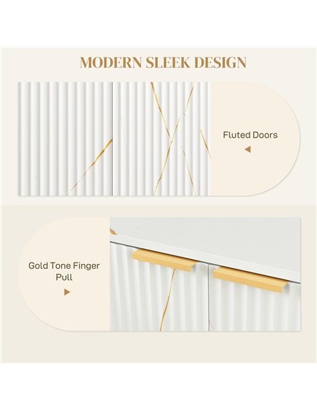 HOMCOM Elegant Storage Sideboard - White/Gold-Tone - pic 153698 | FastDaddyshop